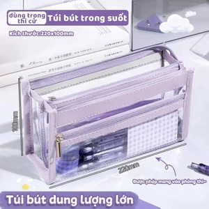 Túi Đựng Bút Tiện Dụng Trong Suốt, Nhiều Màu Sắc, Nhiều Ngăn, Thiết Kế Đơn Giản Cho Học Sinh