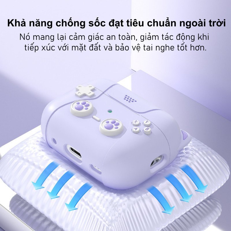 Vỏ bảo vệ tai nghe AirPods silicone chất lượng cao chống rơi chống bụi hình mèo dễ thương AirPods 3 4 màu tím hồng