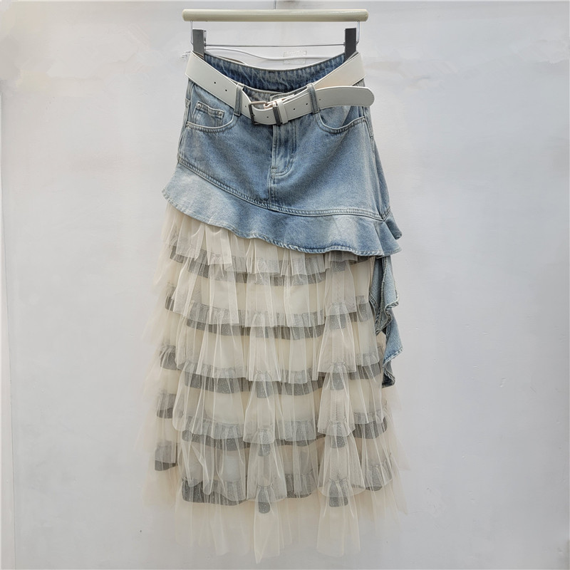 Lưới Khâu Xù Denim Midi cho Nữ - Phong Cách Mới Mùa Hè 2026