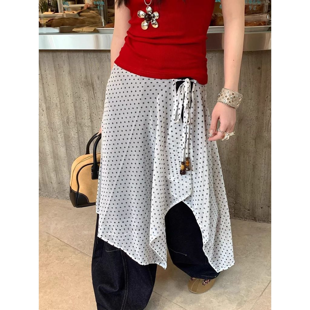 Milyfashion Quần Jean Overskirt Retro Chấm Bi Không Đều, Phù Hợp Mùa Xuân Hè và Kết Hợp Với Voan Váy