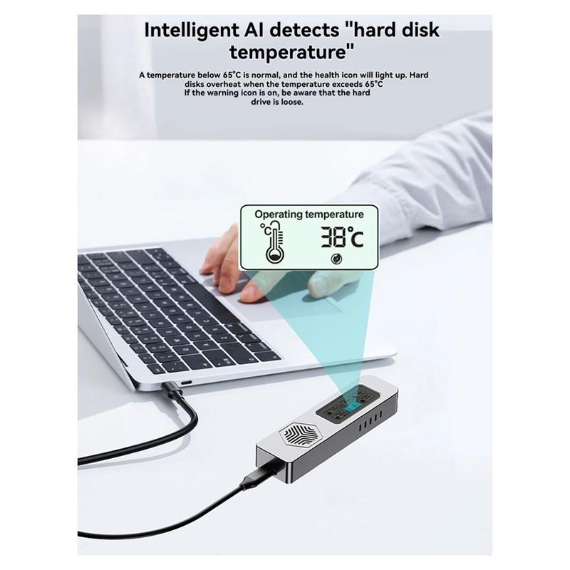 Ốp lưng ổ cứng di động Nvme SSD M. 2 Hộp đựng ổ cứng NVME Phát hiện sức khỏe kỹ thuật số thông minh thể rắn
