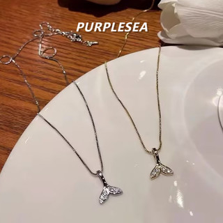 Vòng cổ vàng zircon đuôi cá mặt dây chuyền phong cách Hàn Quốc sang trọng, thiết kế độc đáo