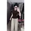 Bộ quần dài da cá xám đậm +kết hợp áo croptop trơn độc đáo - CHANG3158.