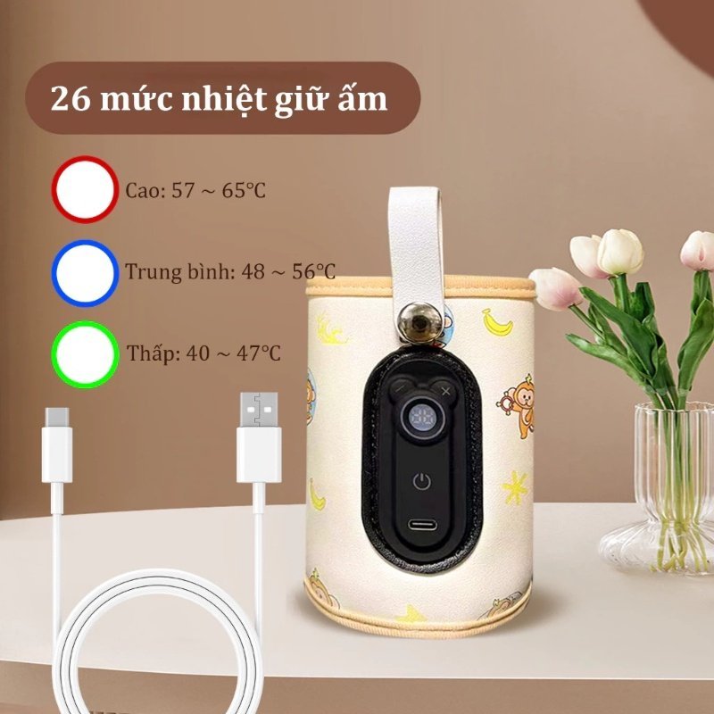 túi ủ bình sữa thông minh 3 mức nhiệt vải polyester chịu nhiệt phù hợp đa loại bình dùng du lịch xe