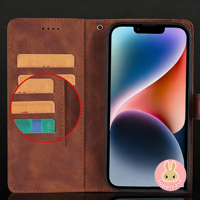 Ốp Điện Thoại Ví Doanh Nhân Da Sang Trọng Cho iQOO Z11 Z10 Z10X Z9 Turbo Pro Plus Z8 Z8X Z7 Pro Z7X Z7i Z6 Pro Z5 Z5X 5G 4G Bao Trọn Gói Giá Đỡ Thẻ Lật Vỏ Mềm Đơn Giản