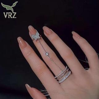 VRZ Nhẫn Đôi Nữ Phong Cách Punk Dây Xích, Trang Sức Thời Trang Hip-Hop Hot