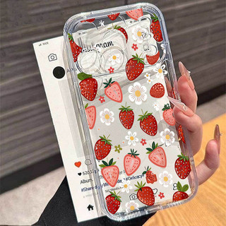 Ốp Lưng Cây Hoa Dâu Dễ Thương Cho OPPO Reno 15F 14F 15 11 12 13 14 Pro 5G Vỏ Mềm Trong Suốt Họa Tiết TPU Chống Sốc Hoạt Hình Silicon Trong Suốt