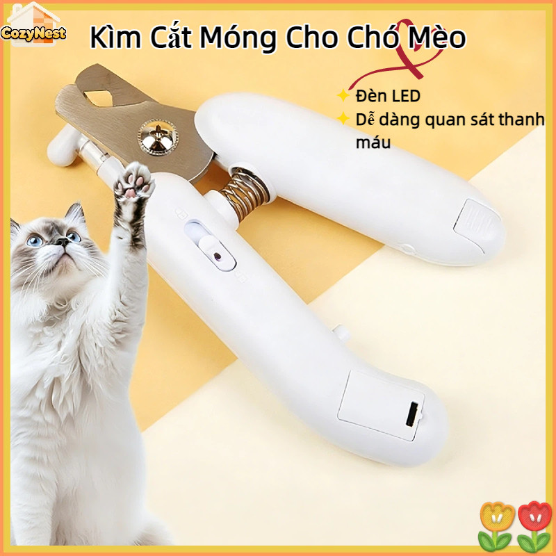 Kìm Cắt Móng Cho Chó Mèo【Đèn LED】- Cắt Và Mài 2 Trong 1, An Toàn, Dễ Dùng Cho Thú Cưng