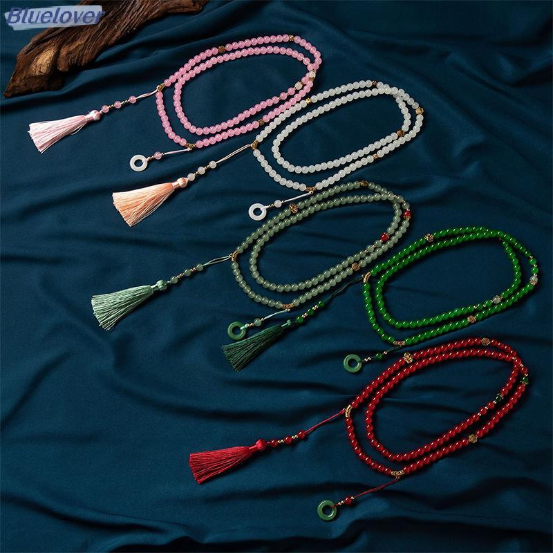 Choker phong cách dân tộc Trung Hoa với đá tự nhiên và hạt đính - Trang sức retro mới lạ