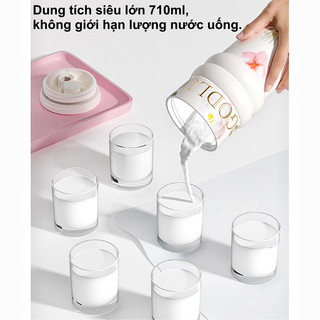 【BabyJoy】Ly giữ nhiệt 710ml lót sứ,giữ nhiệt 8-12h, kèm ống hút và charm siêu đáng yêu, phù hợp quà tặng