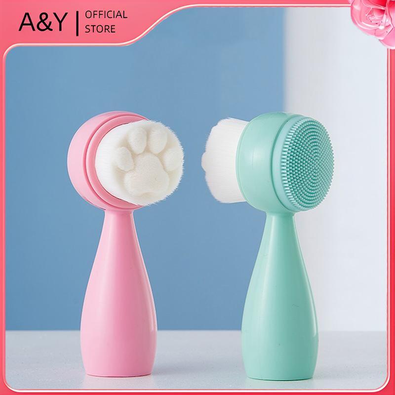 A & Y Silica Gel Facial Brush Hai Mặt Sữa Rửa Mặt Đầu Loại Bỏ Sản Phẩm Làm Sạch Lỗ Chân Lông Tẩy Tế Bào Chết Bàn Chải Mặt.