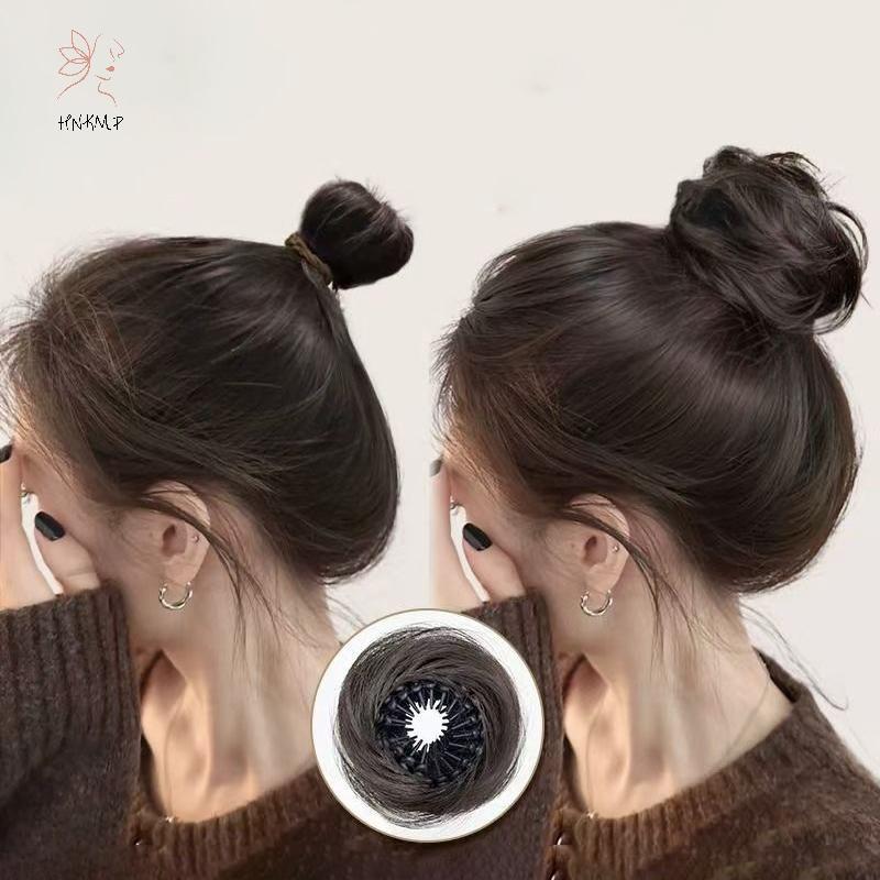 Hnkmp Kẹp Tóc Giả Bun Chignon Thẳng, Phù Hợp Vuốt Duỗi Đuôi Tóc và Updo Tóc Mảnh cho Nữ