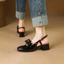 VNMZG34-39 Size Lớn Nơ Ngọt Ngào Bằng Sáng Chế Da Ngón Chân Sandal Nông Lưng Rỗng Khóa Dây Đeo Mary Jane Giày Cưới