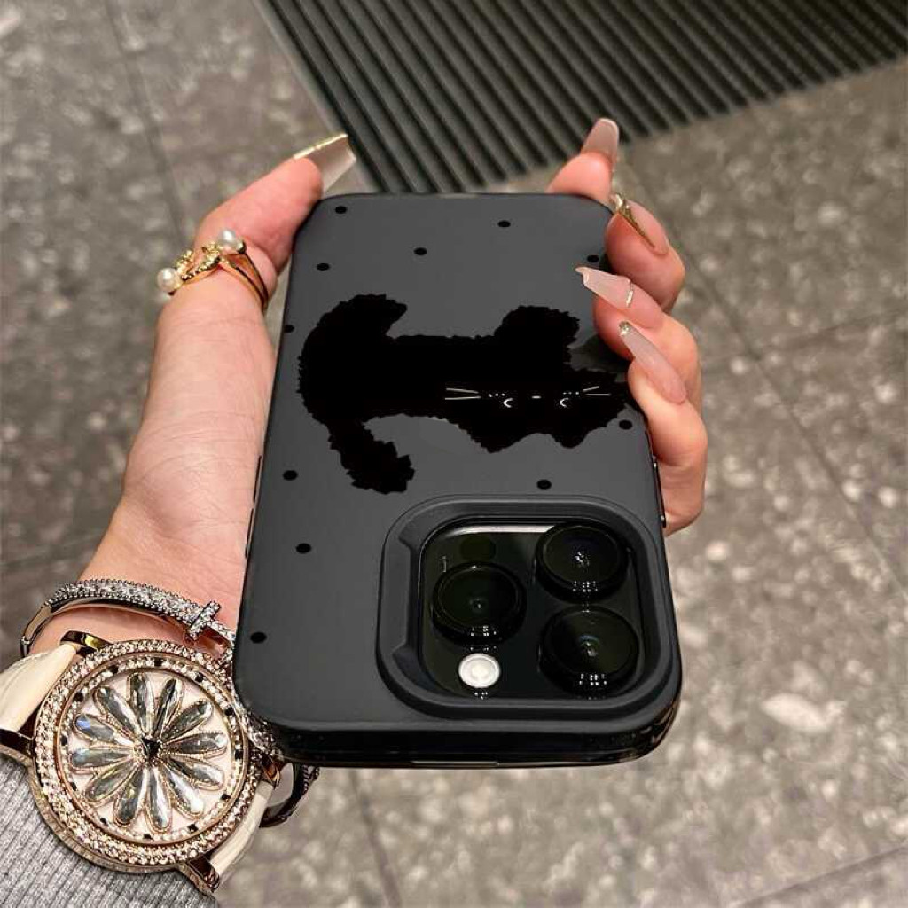 Đơn giản điểm sóng màu đen cho iphone 17/16promax vỏ điện thoại 15/14 apple 13pro/11 bộ xr