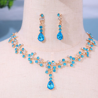 Nhiều Màu Sắc Kim Cương Giả Dây Chuyền Bông Tai Bộ Tinh Tế Quyến Rũ Cô Dâu Vòng Cổ Bông Tai Cho Phù Dâu Cưới Hóa Trang