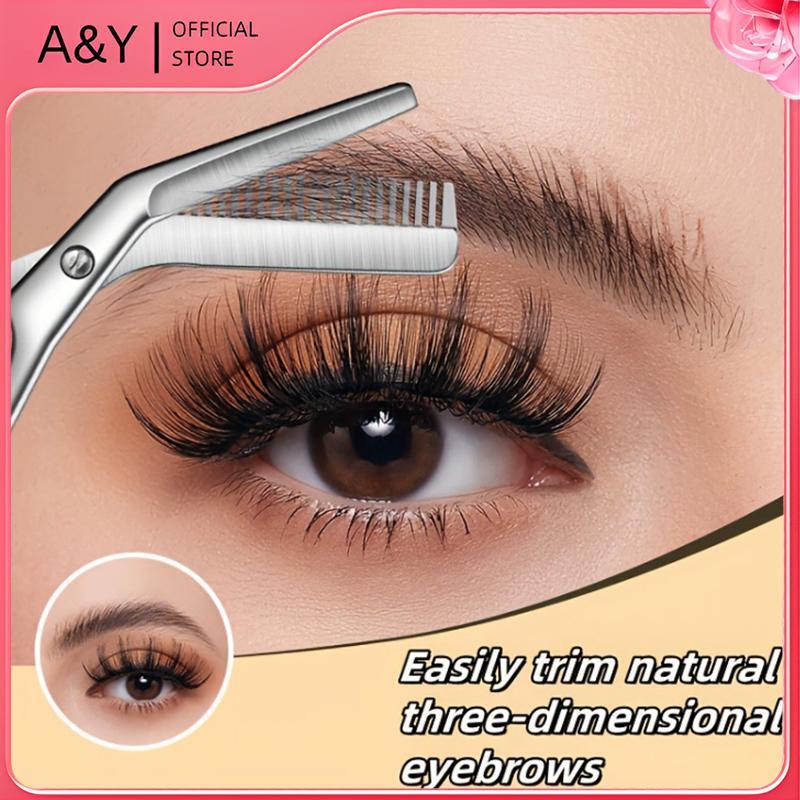 Kéo cắt tỉa lông mày 2 trong 1 A & Y Withbs bằng thép không gỉ, chải lông mày, định hình, dụng cụ làm đẹp