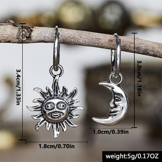 Mặt Trời & Mặt Trăng bông tai thả bạc, phù hợp làm quà tặng cho bạn bè, vợ hoặc bạn gái