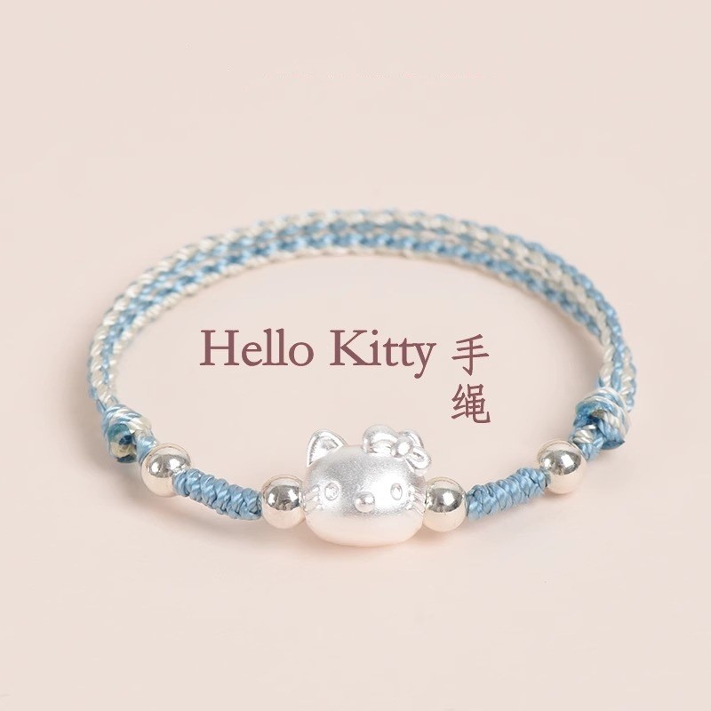 Vòng tay nữ Hello Kitty màu bạc nguyên chất 999