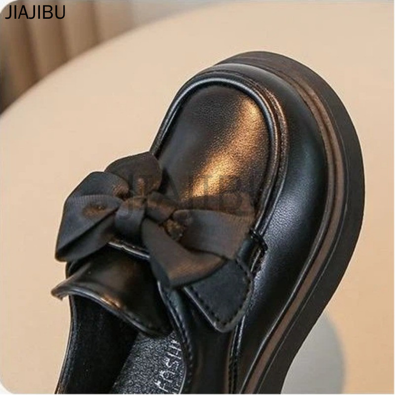 Giày Da Đế Mềm Màu Nâu/be Kiểu Anh Dễ Thương Cho Bé Gái, Có Nơ. Giày Học Sinh Trẻ Em Kiểu Lolita Nhật Bản Cao Cấp, Mũi Tròn, Gót Chunky, Chống Trượt, Chất Lượng Cao, Mũi Dày. Korean Fashion Platform Mary Jane Doll Shoes Giày Bệt Kiểu Công Chúa Pháp