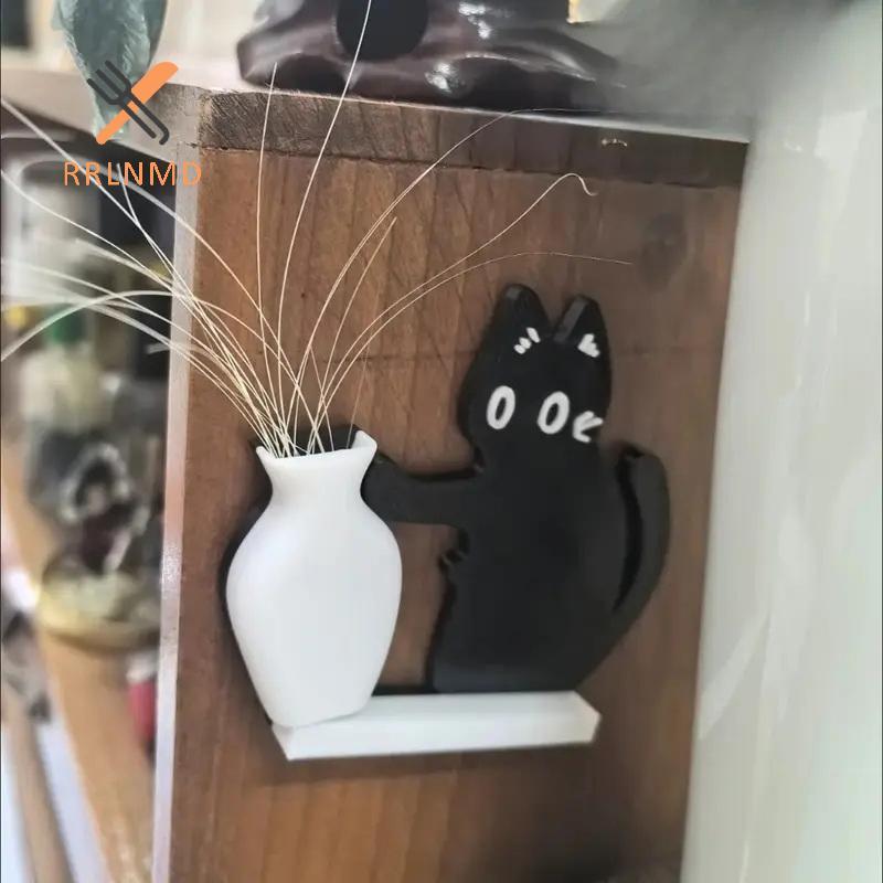RRLNMD Mèo Đẩy Bình Trang Trí Mèo Whisker Bộ Sưu Tập & Hộp Tưởng Niệm Tủ Lạnh Nam Châm Trang Trí Văn Phòng Tại Nhà Món Quà Hoàn Hảo Cho Những Người Yêu Mèo MỚI