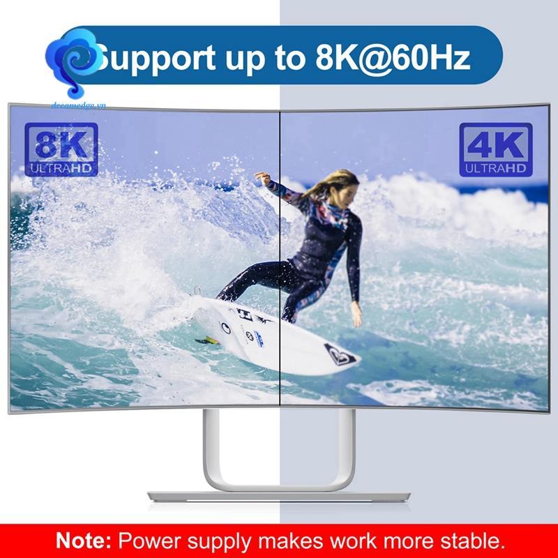[dreamedge] Bộ chia công tắc cho 2 máy tính Bi Directional USB C KVM Switch 1 trong 2 Out cho 8K @ 60Hz / 4K @ 144Hz Truyền Video 10Gbps