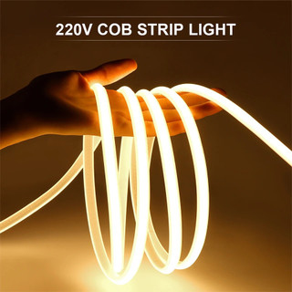 Đèn LED dải COB 220V siêu sáng 288LEDs / m Đèn nhà bếp linh hoạt RA90 Băng LED chống nước có phích cắm nguồn EU