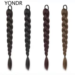 YONDR Tóc Giả Bện Đuôi Ngựa, Phong Cách Tổng Hợp Xoắn Bím Dài, Mũ Đội Đầu Nhẹ Nhàng Giả Lông Tơ Quyền Anh Bện Tóc Giả Đảng