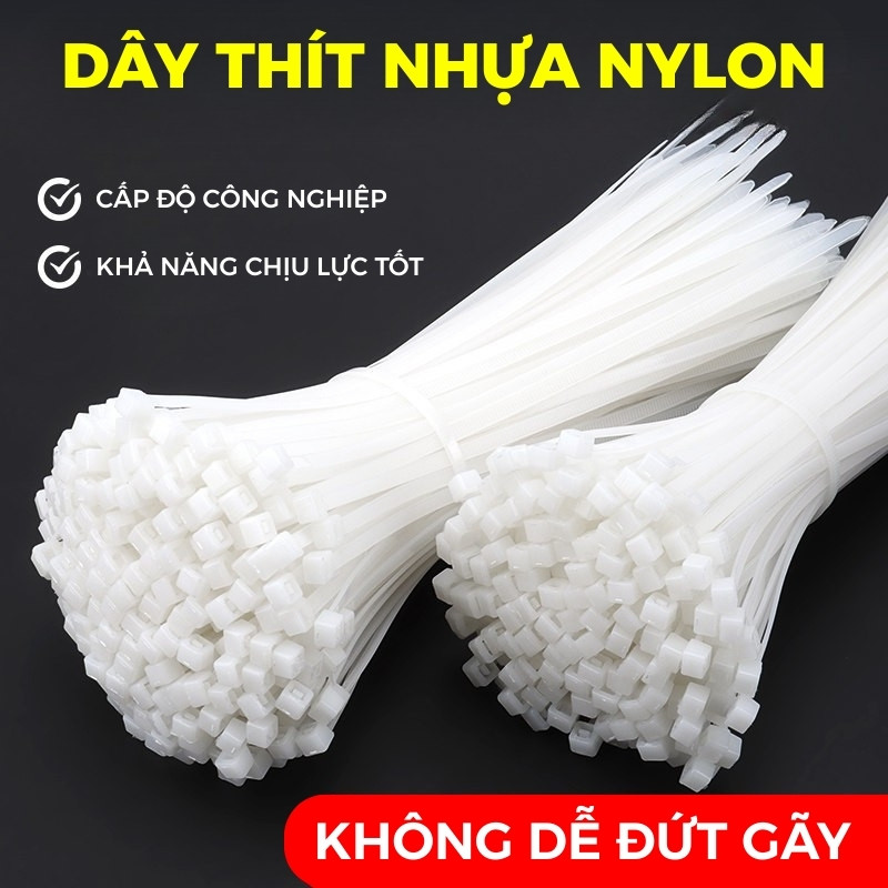 Dây rút nhựa đa năng, bó 200 sợi 25cm - Dây thít nhựa cỡ lớn, bền bỉ, ứng dụng rộng rãi cho mọi nhu cầu