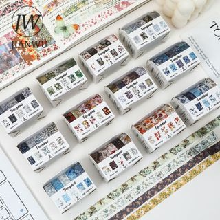 JIANWU 5 Cuộn / bộ Mùa Đông Núi Series Vintage Cây Lá Vật Liệu Phong Cảnh Cắt Băng Washi Sáng Tạo Tạp Chí Văn Phòng Phẩm