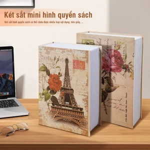 Két sắt mini hình quyển sách trang trí – Hộp đựng tiền tiết kiệm bảo mật, cất giữ tiền mặt và xu an toàn