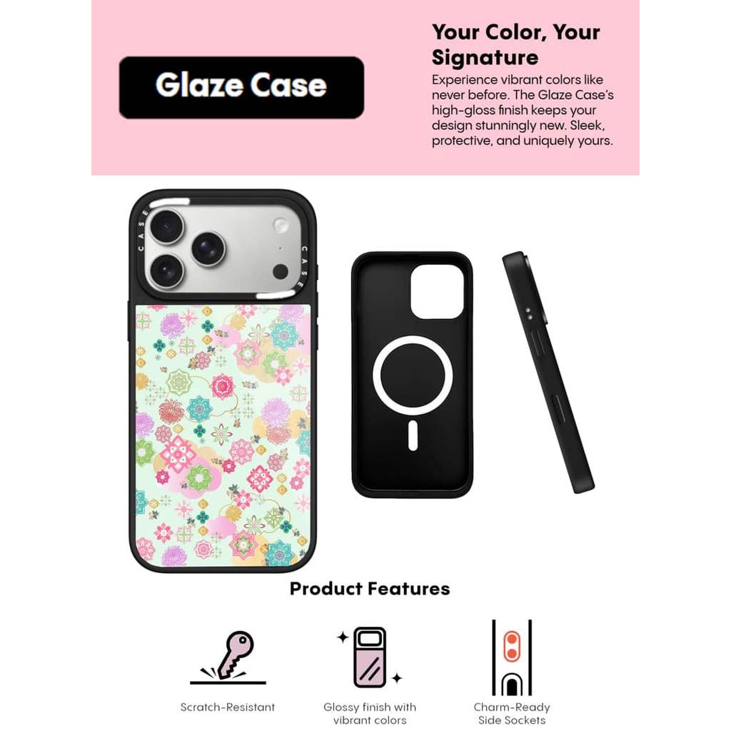 CASECASE X Lucky Jade Pattern Case Chống Trầy Xước Từ Hút Kính Dành Cho IPhone 17 Air 16 15 14 Pro Max Plus Ốp Lưng Cứng Có Hộp Khắc logo