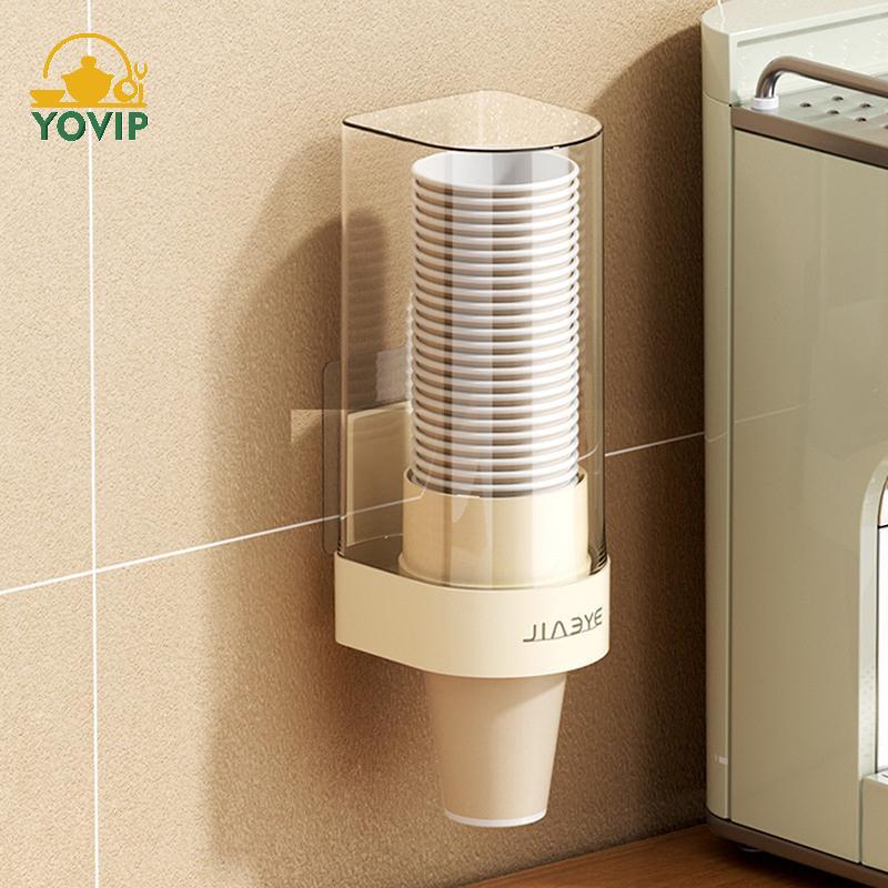 YOVIP Cốc giấy dùng một lần Hộp đựng nước bằng nhựa treo tường Hộp đựng cốc Hộp đựng cốc Giấy Khung tổ chức tại nhà VN