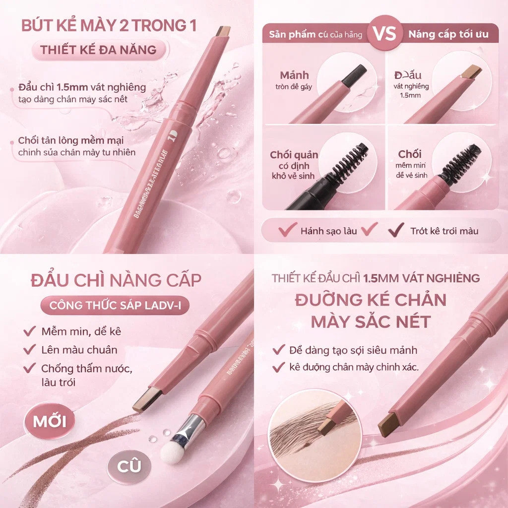 Bút kẻ mắt hai màu làm/Bút Vẽ Bọng Mắt 5D Che khuyết điểm/bút tạo khối/Che bọng mắt, Tạo khối sống mũi Bút Vẽ Bọng Mắt/Bút Tạo Bọng Mắt Dưới Một Nét bút kẻ mắt/bút kẻ mắt hai đầu chống nước và không lem