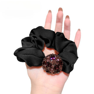 Scrunchy tóc vòng retro họa tiết kim cương giả, phụ kiện tóc sang trọng cho đuôi ngựa bóng.