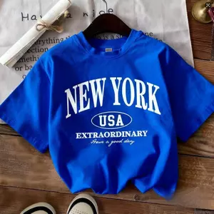 Họa Tiết Trắng Cổ Tròn, Thanh Toán Tay Ôm New York, Áo Ngắn phong cách
