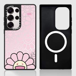 Ốp lưng CASECASE X SMILE (HỒNG) Vỏ hút từ tính màu đen mờ cho gương Samsung Galaxy S26 S25 S24 S23 Ultra Plus Mặt sau cứng có hộp khắc logo