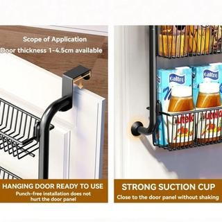 Kệ móc cửa sau AWNGD, Giá treo dễ dàng lắp đặt trên cửa, Giá đựng đồ chống gỉ 4 lớp Giỏ đựng đồ Tủ quần áo