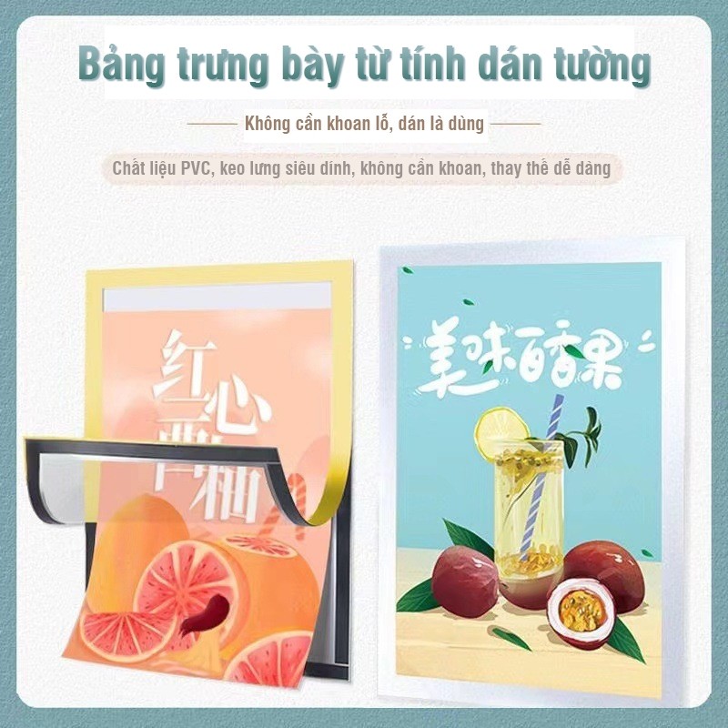 Khung ảnh nam châm treo tường A4/A3, khung trưng bày giấy phép kinh doanh, chứng chỉ văn phòng