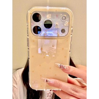 Hàn Quốc Ins Vàng Wave Point Chó Con Dễ Thương Bảo Vệ Toàn Ống Kính Ốp Điện Thoại Cho iPhone 17Promax 17Pro 15 16 Promax Chống Sốc Hai Lớp imd Sweet Girly Vỏ
