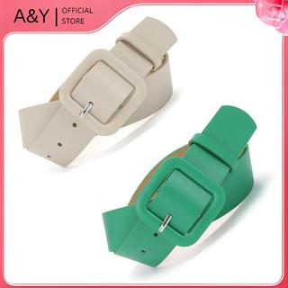 A & Y Thắt lưng vuông nữ màu xanh da trời đơn giản, thiết kế dây đeo vintage