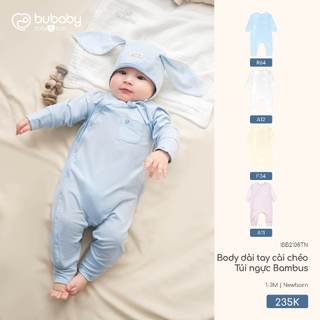 Bubaby IBB2108TN Body dài tay cài chéo Túi ngực Bambus  🔅 SS26.T2.2