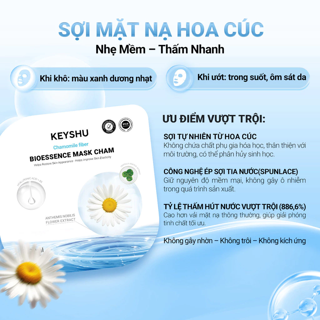 [KOL x KEYSHU] Combo 20 Miếng Mặt Nạ KEYSHU Mix (Rau Má, Hành Tím,Vitamin C, Nâng Cơ, Hoa Cúc) 30ml