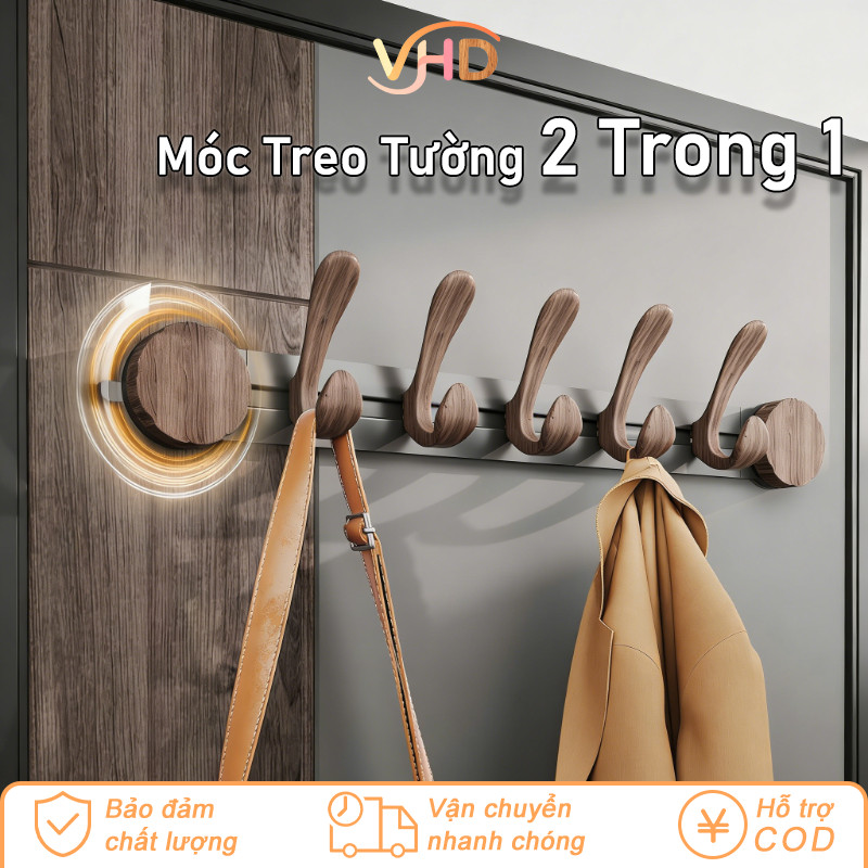 Móc Treo Tường 2 Trong 1 Cao Cấp - Hợp Kim Thép Carbon Chống Gỉ, Kích Thước 45/51cm, Đa Năng Cho Bếp & Phòng Tắm