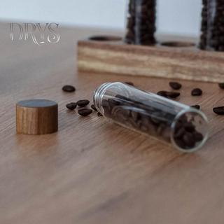 (TFT) Hộp đựng hạt cà phê Ống thủy tinh có dụng cụ gỗ Ống đóng chai Bảo quản ngũ cốc Hộp kín bằng gỗ Dụng cụ Barista Quà tặng MỚI