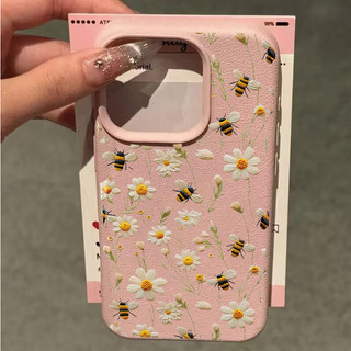 Ốp Điện Thoại Cho Iphone 11 12 13 Pro Max 11 Pro XR XS Max 7 8 Plus SE2020 Ốp Lưng Điện Thoại Di Động Ong Dễ Thương Hoa Cúc Hoa Văn Lichee Chống Sốc Da PU Chống Va Đập Thời Trang Màu Kẹo