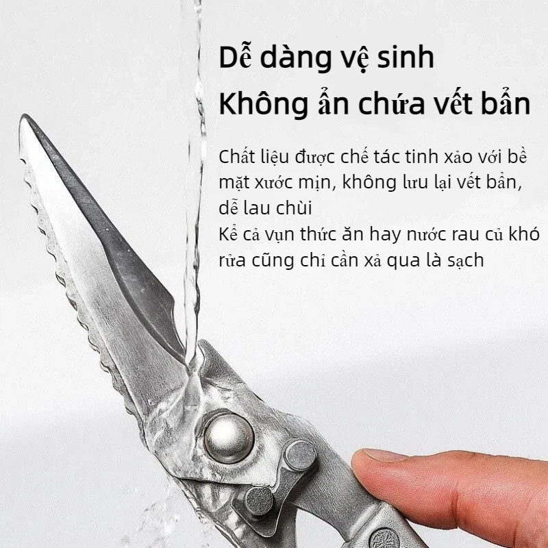 Kéo cắt xương gà trợ lực, thép không gỉ dày, siêu bén, tự động mở, chống trượt, đa năng nhà bếp