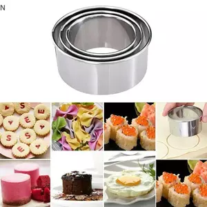 NS 3 Chiếc Thép Không Gỉ Tròn Bánh Quy Khuôn Bánh Bao Da Cắt DIY Bánh Ngọt Bánh Nướng Dụng Cụ Nhà Bếp Tiện Ích Cho Đồ Ăn Ngọt NS