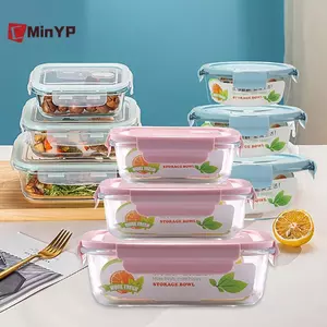 CminoYP 1 / 2 / 3 Lưới Thiên Nhiên Chống Rò Rỉ Lò Vi Sóng An Toàn Thực Phẩm Sắc Nét Cao Borosilicate Thủy Tinh Bento Hộp Có Nắp Hộp Cơm Trưa Kín Hơi Vinh Quang