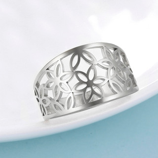 Nhẫn Vintage Hoa bằng Thép Không Gỉ cho Lễ Cưới