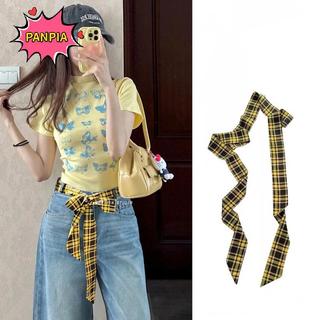 Thắt Lưng Kẻ Sọc Skinny Phối Quần Jean & Khăn Lưới - Phụ Kiện Thời Trang Cá Tính